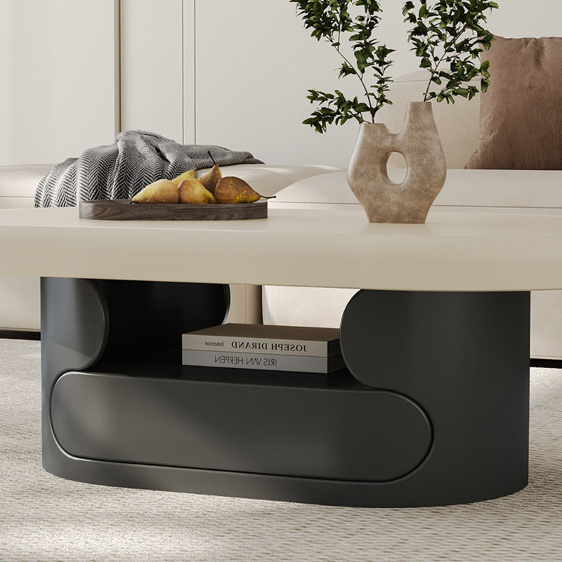 Table basse de luxe moderne de style crème, 17.32" H x 47.24" L x 23.62" W