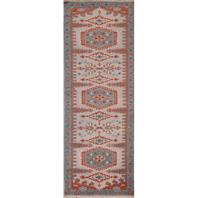 Tapis de couloir géométrique en laine 3x8
