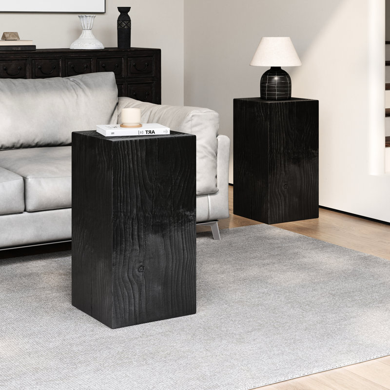 Table d'appoint aspect bois noir, 69,2 cm (27,23 po), couleur Blend, idéale pour une décoration d'appoint ou à plusieurs niveaux, aspect bois vieilli, usage intérieur et extérieur.