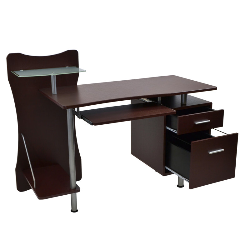 Élégant bureau d'ordinateur avec rangement, chocolat