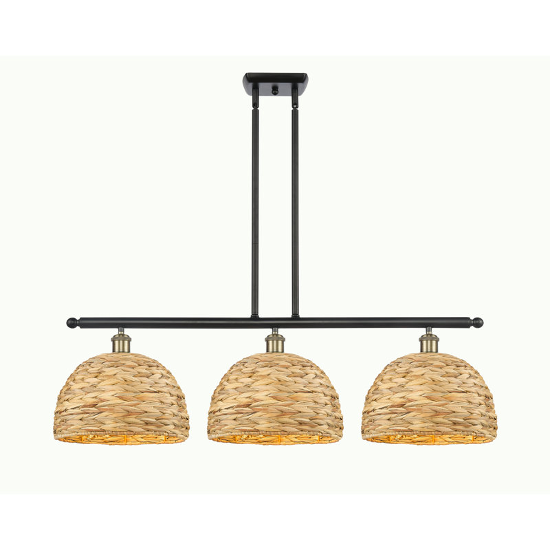 Luminaire suspendu pour îlot de jardin 12 po 3 lumières Tsang, H 45,25 po x l 38 po x P 38 po, Laiton antique noir