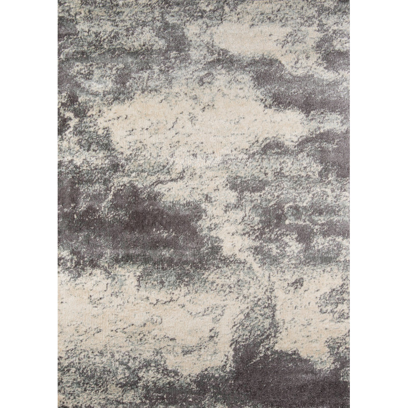 Tapis gris foncé / ivoire Maybell, Rectangle 3 pi 11 po x 5 pi 7 po