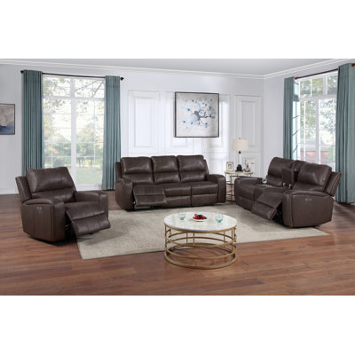 Joela 3 Piece Leather Match Reclining Living Room Set