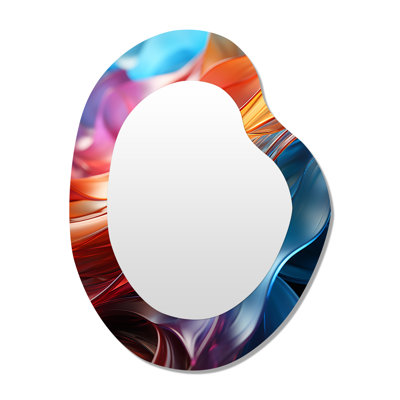 Rainbow Abstract Refractions - Rainbow Asymmetrical Mirror, Traditional Unique Shape Decorative Wall Mirror, Printed Metal Art