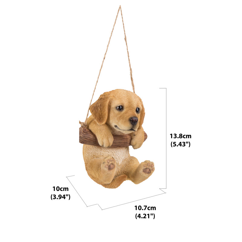 Tan Brown Hanging Golden Retriever Puppy Garden Statue