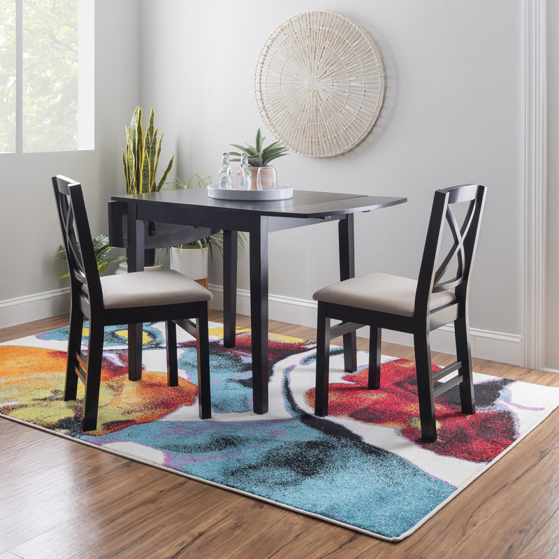 Aitana Drop Leaf 3-Piece Dining Set, Black