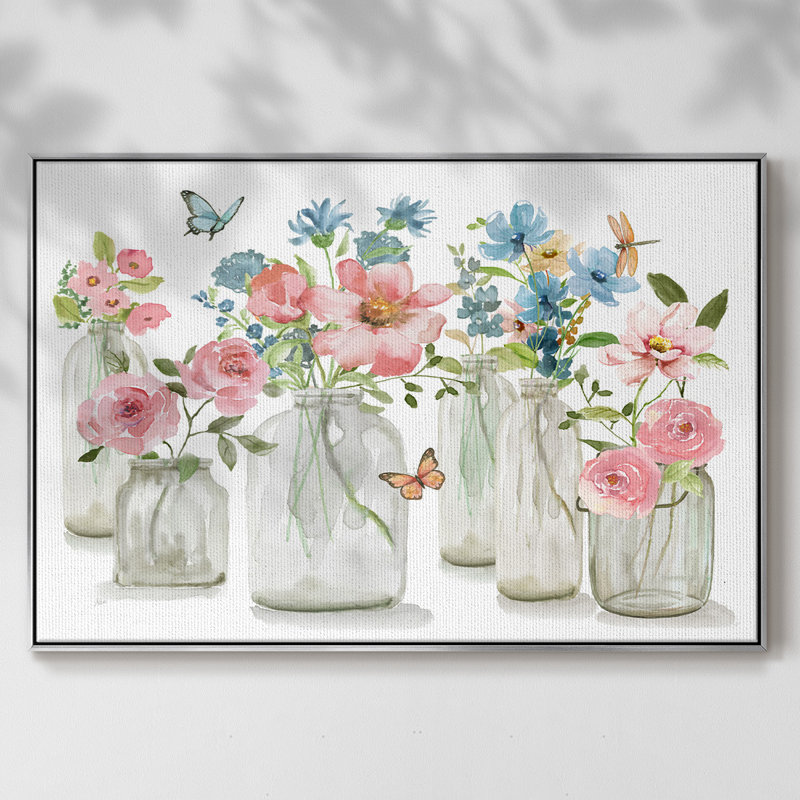 Butterfly Garden Collections, reproduction d'art sur toile, H 25 po x l 37 po x P 2 po, Argent