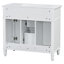 Ensemble de meuble-lavabo 36 po avec lavabo, meuble autoportant blanc avec cuve en céramique, cadre en bois aggloméré et en bois massif, tiroir supérieur rabattable, portes à fermeture en douceur, 2 tiroirs de rangement-1751070623