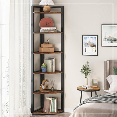 Étagère de coin 70,87 "à 6 niveaux pour salon et bureau