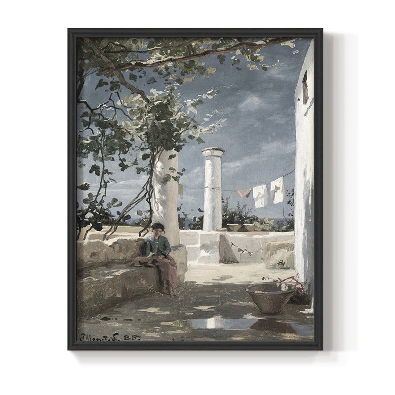 «Vintage Landscape Cxxi», reproduction encadrée - bois massif, Noir, H 21 po x l 17 po