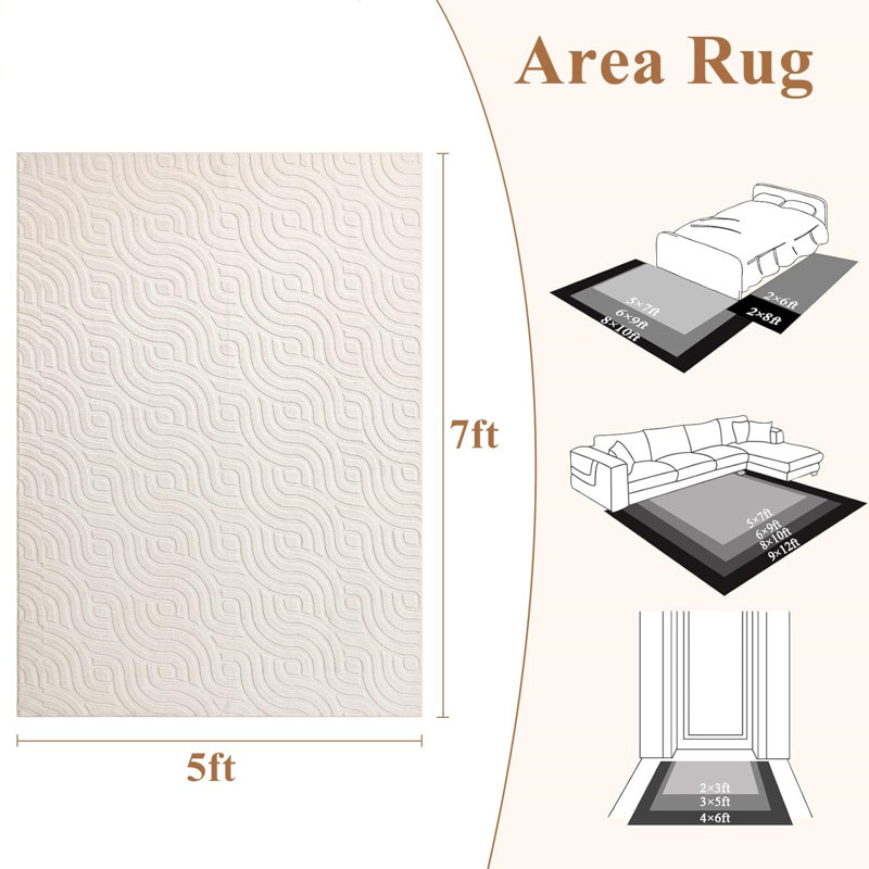 Tapis Fluffy, Rectangle 5 pi x 7 pi