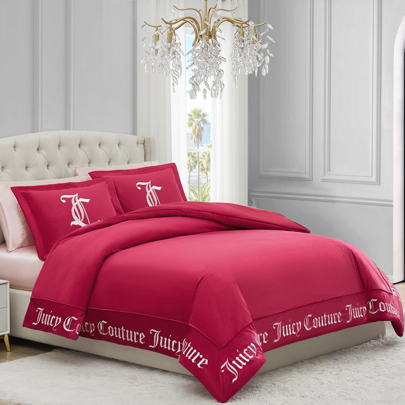 Gothic Reversible Comforter Set, King Comforter + 2 King Shams, Hot Pink