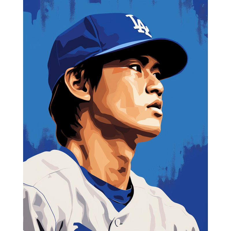 "Shohei Ohtani 9" sur toile, H 24 po x l 20 po