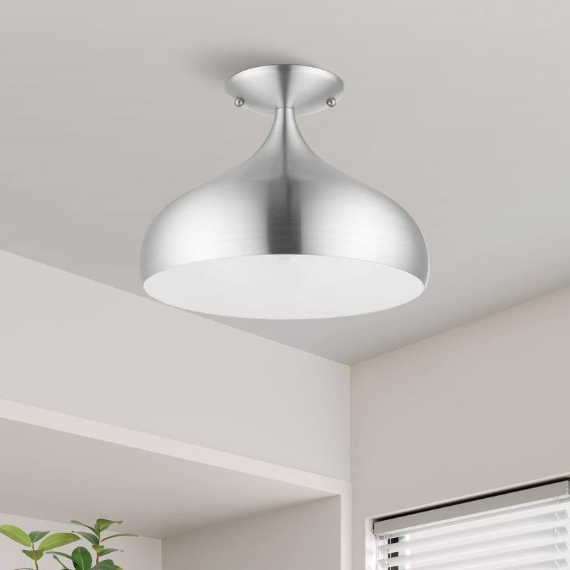 Plafonnier semi-encastré 1 lumière 11,75 po Fiddletown, Aluminium brossé