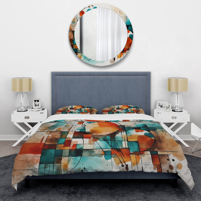 Ensemble de housse de couette orange en microfibre / polyester, Housse de couette simple + 1 taie décorative stan