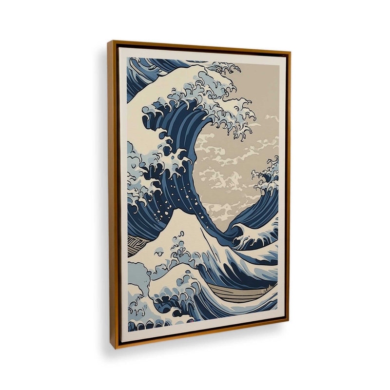 Cerulean Break Wrapped Canvas, Polished Gold Framed, 36" H x 24" W