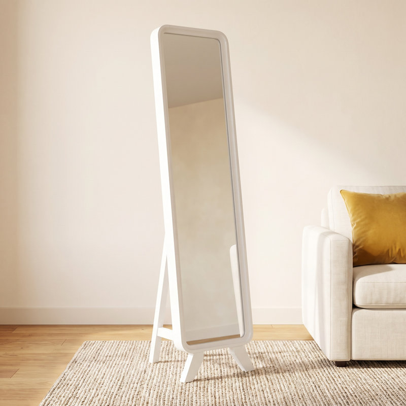 Nery Wood Floor Mirror, White