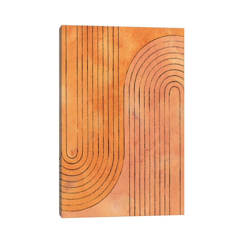 Burnt Orange Arches - Painting on Canvas, 30.48cm H x 20.32cm W x 1.91cm D, Wrapped Canvas