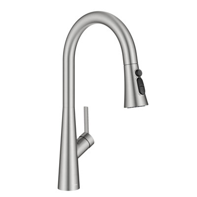 KRAUS Odelia 4-Function Single Handle Pull Down Kitchen Faucet with CleanSweep Blade Spray in Spot-Free Stainless Steel