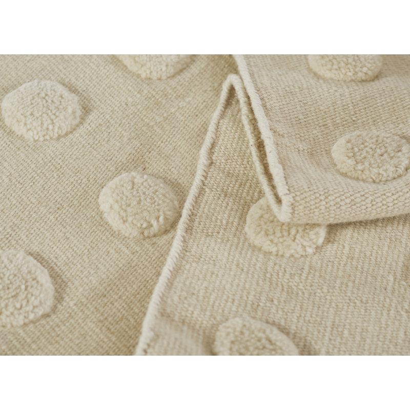 Wool Area Rug in Beige, Rectangle 5' x 8'