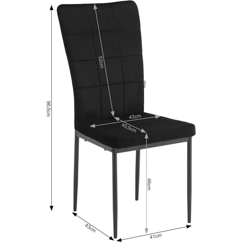 46cm H Velvet Upholstered Full Back Parsons Chair, Black