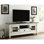 Meuble télé de salon avec tablette réglable, meuble en bois blanc antique et brun rosé, tiroir en bois