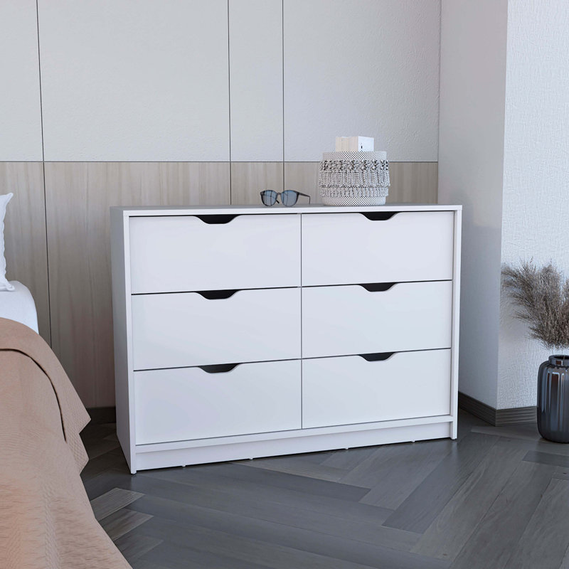Commode 4 tiroirs, 2 armoires, Blanc