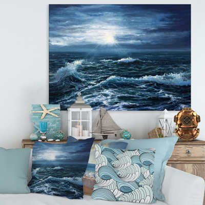 Soleil à travers les vagues de l'océan - Peinture sur toile