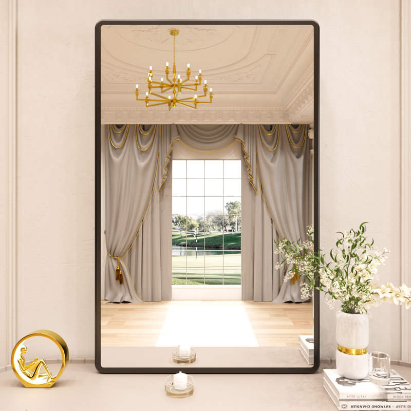 Rectangle Aluminum Framed Vanity Mirror with Tempered Glass, 48" x 30"