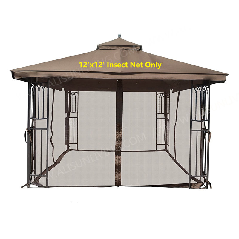 12 ft. x 12 ft. Black Gazebo Replacement Mosquito Netting