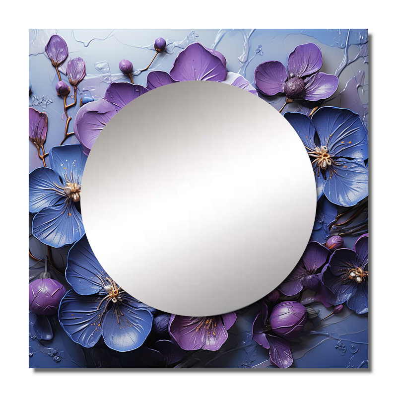 Gerven - Miroir mural pour chambre à coucher Violets, 36 po x 36 po