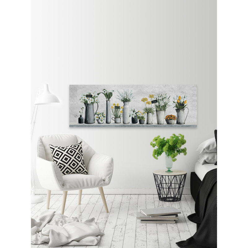 «Outdoor Flower Pots», reproduction sur toile tendue, H 5 po x l 15 po x P 1,5 po