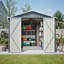 Remise de rangement extérieure en métal 8 pi x 12 pi avec porte latérale supplémentaire, grande remise à outils avec 2 portes verrouillables pour un accès facile, structure en aluminium, rangement de patio de jardin gris
