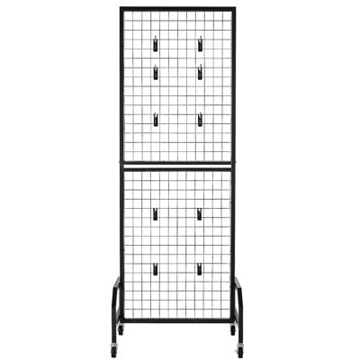 Présentoir mural grillagé 1,9 x 5,4 pi Grid avec roues et 10 crochets