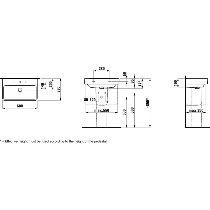 Laufen PRO S 23.62'' L Bathroom Sink, Single Hole