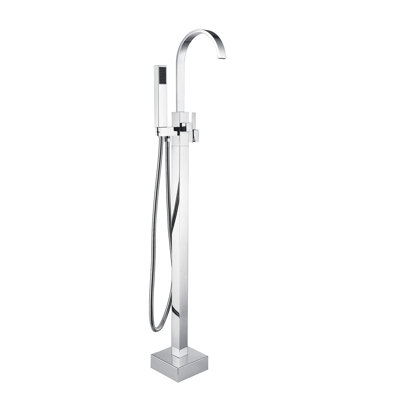 Topcraft Single Handle Floor Mounted Freestanding Tub Faucet with Handheld Shower, Chrome