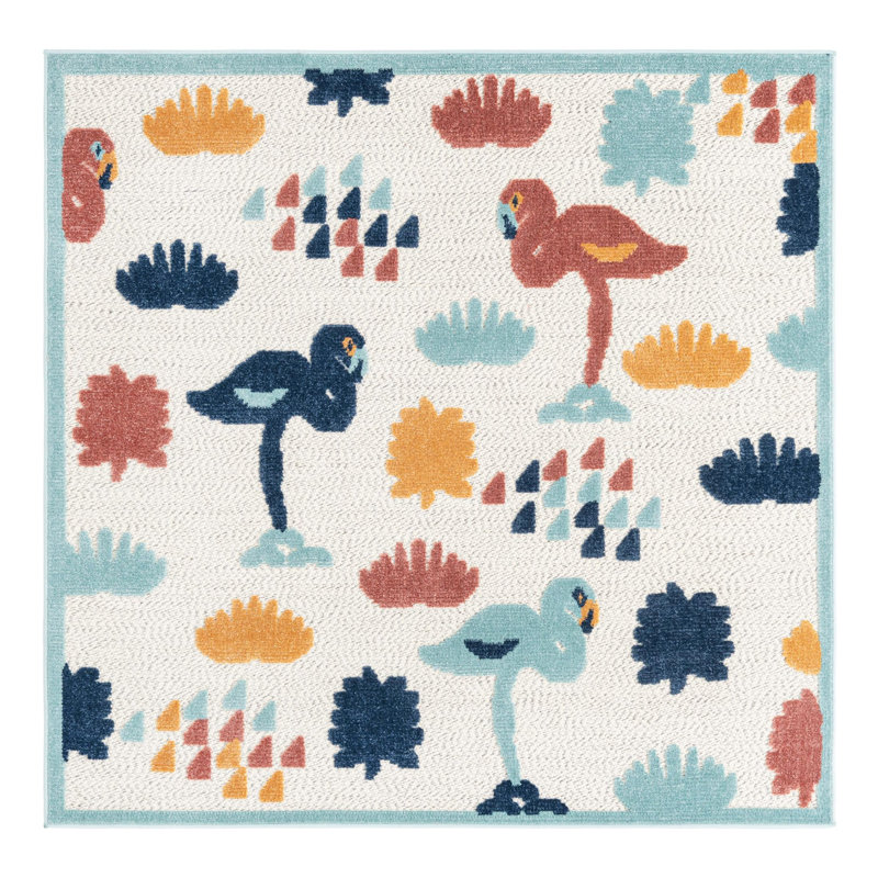 Medway Indoor/Outdoor Rug White, Square 5'3"