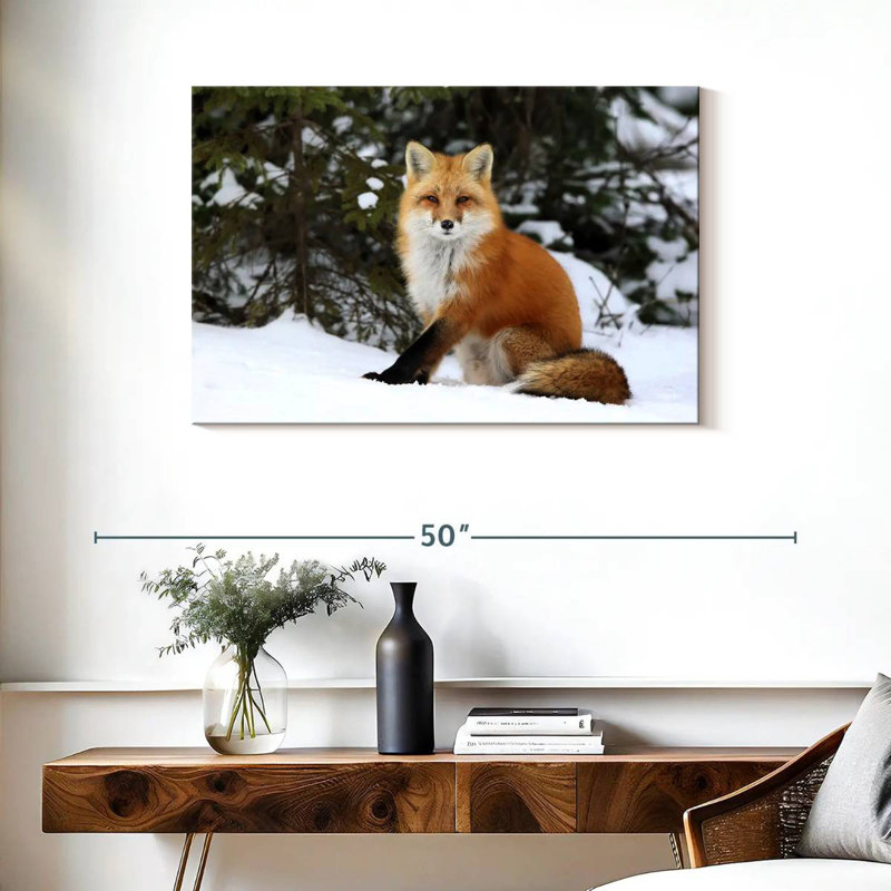 Winter Red Fox, 24" H x 36" W
