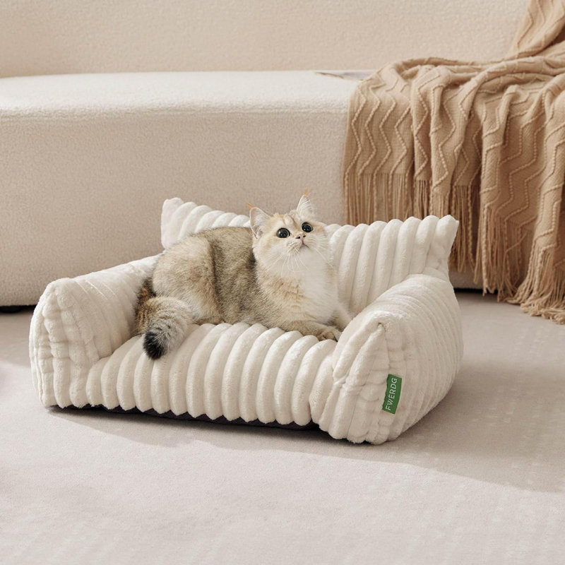Cute Couch Bed For Pets, Supportive Cat Sofa For Indoor Cats, Small Dog Sofa Bed For Small Dogs, Cream