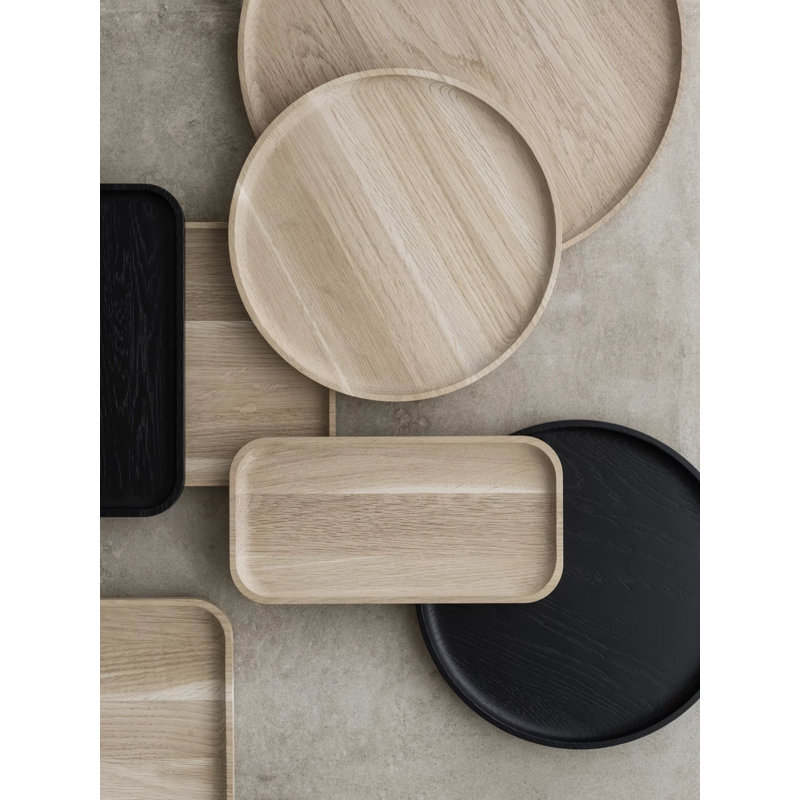 blomus OKU Oak Rectangular Tray, 0.8" H x 15.8" W x 11.8" D, Black