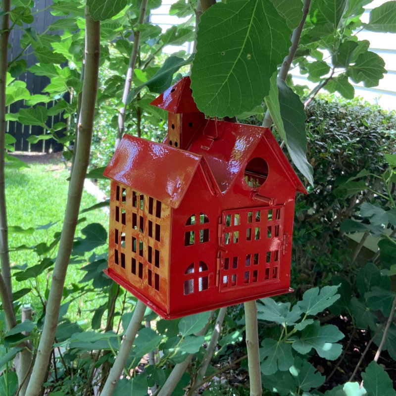 Small Fire House Bird House Red