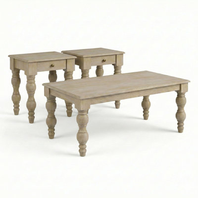 Floressa 3-piece Solid Wood Living Room Table Set