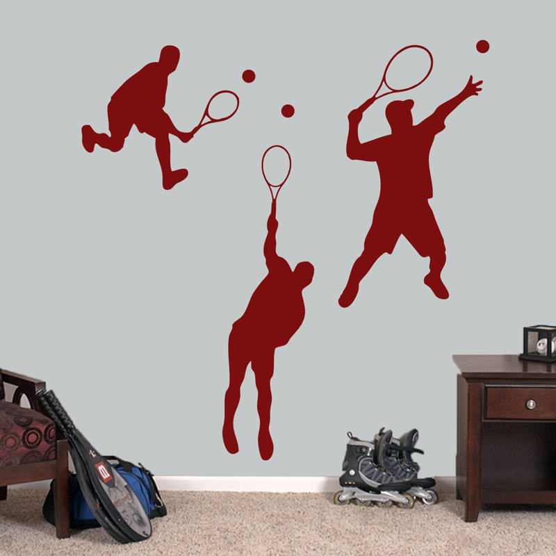 Ensemble 3 pièces de décalcomanie murale tennis de tennis Ansorge, Canneberge