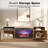 70"W Mid-Century Modern Fireplace TV Stand for TVs up to 75" with Fluted Doors & Large Storage & Curved Edges, ,Natural-750137756