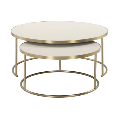 Uttermost Aragon White Nesting Coffee Tables Set/2