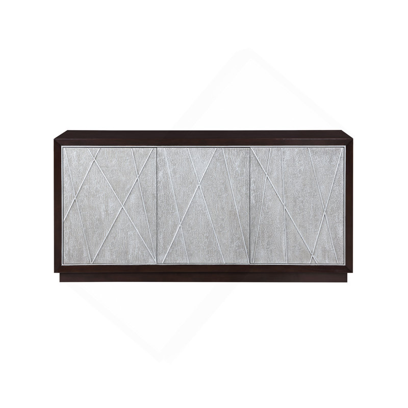 Console à 3 portes Geranio en argent métallique et noyer