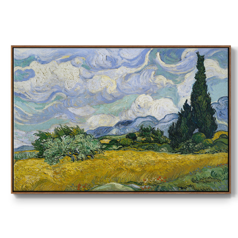 Champ de blé avec cyprès, Noyer, H 17 po x l 25 po x P 2 po