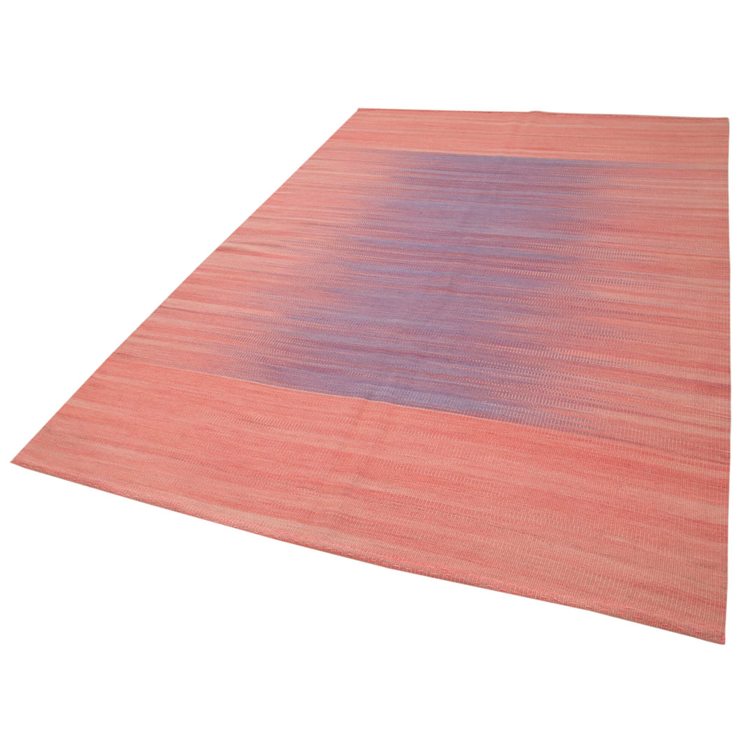 Degrade Kilim Pink Striped Wool Handmade Area Rug