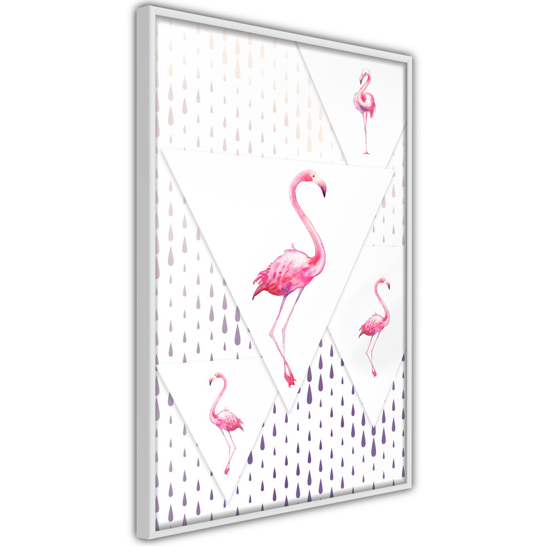 Wandbild Flamingos And Triangles