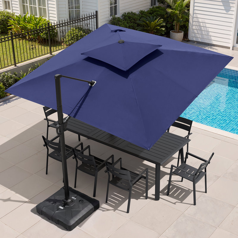 Parasol en porte-à-faux carré 118 "avec base lestée 118", Marine